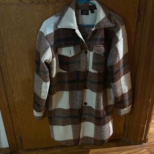 Plaid Brown and Cream Women's Jacket